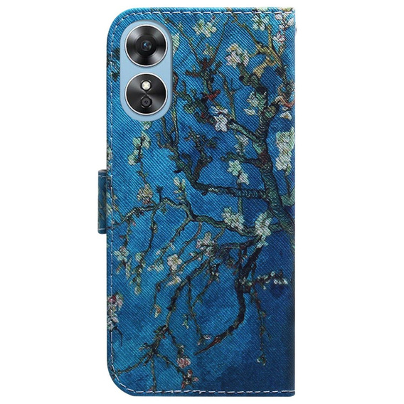 Pattintható tok a Oppo A17, Wallet flowers, kék