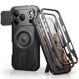 Dexnor páncélozott tok állvánnyal és fényképezőgép zárral, MagSafe iPhone 17 Pro készülékhez