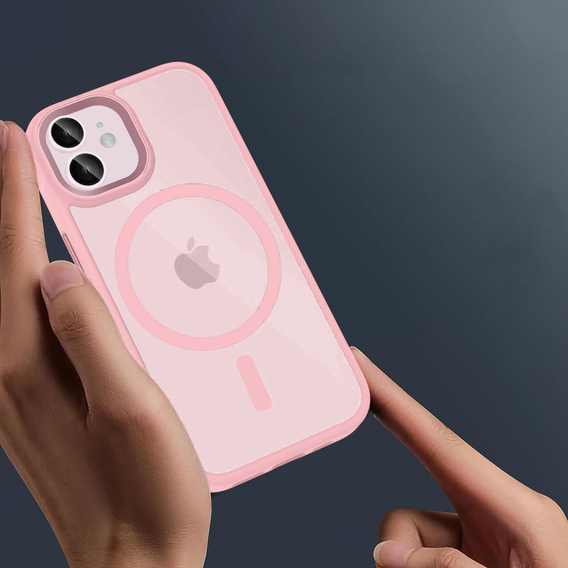 Tok iPhone 11-hoz, MagSafe, ERBORD Matt Case, rózsaszín + képernyőüveg