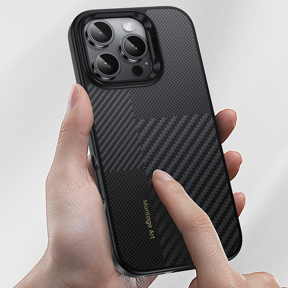 BENKS Kevlar tok iPhone 16 Pro Max, MagSafe, Carbon Fiber, fekete