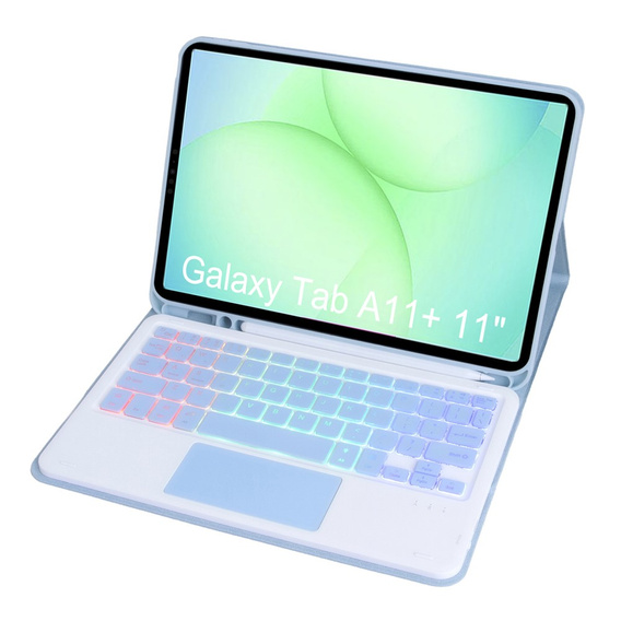 Háttérvilágítású Bluetooth billentyűzettel és érintőpaddal ellátott tok Samsung Galaxy Tab A11+ készülékhez