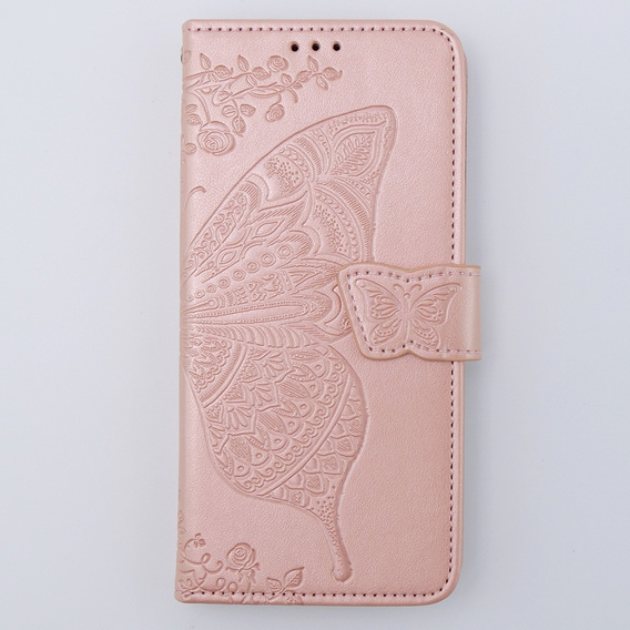 Pattintható tok a Motorola Moto G54 5G, Butterfly, rózsaszín rose gold