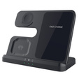 3 az 1-ben vezeték nélküli indukciós gyorstöltő QI Samsung S25 S24 S23 Galaxy Watch Buds állomás, fekete