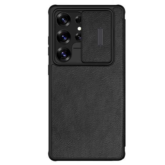 NILLKIN flip tok Samsung Galaxy S25 Ultra, CamShield Qin Pro, bőr, fekete