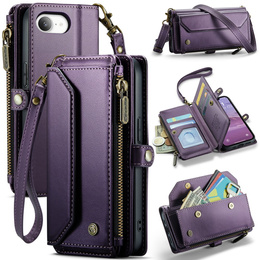 Tok CASEME iPhone16e, RFID Leather Wallet, vállpánttal, lila