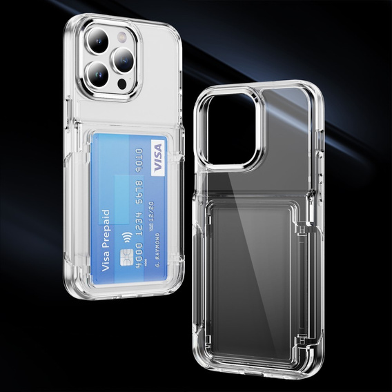 Tok iPhone 16 Pro Max, Card Holder Kickstand, átlátszó