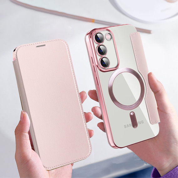 Pattintható tok a Samsung Galaxy S23, Wallet, MagSafe, rózsaszín rose gold