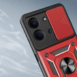 Páncélozott tok Xiaomi Redmi 15C 4G/LTE, kameravédelemmel, állvánnyal, piros színű