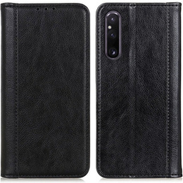 Telefontok a Sony Xperia 1 V, Wallet Litchi Leather, fekete