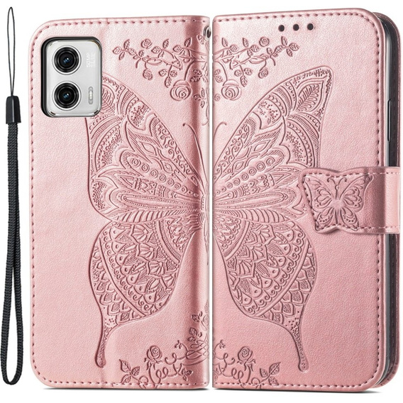 Pattintható tok a Motorola Moto G73 5G, Butterfly, rózsaszín rose gold