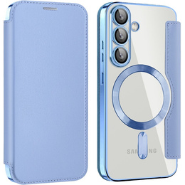 Pattintható tok a Samsung Galaxy S25, RFID Wallet MagSafe CamShield, kék
