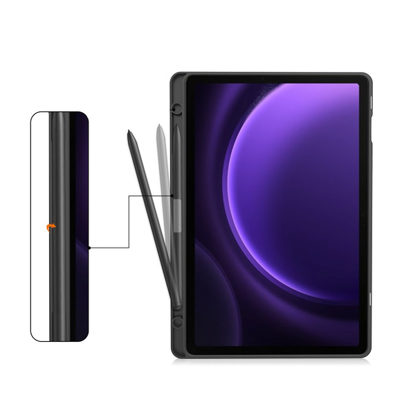 Tok Samsung Galaxy Tab S10 Lite / S10 FE / S9 FE, Business Card and Pen Slotl, fekete