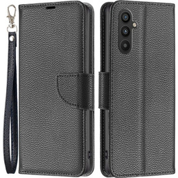 Pattintható tok a Samsung Galaxy A34 5G, Wallet Litchi Magnet, fekete