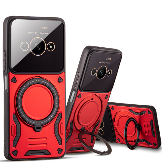 Páncélozott tok a Xiaomi Redmi A3 készülékhez, Magnetic Ring, piros