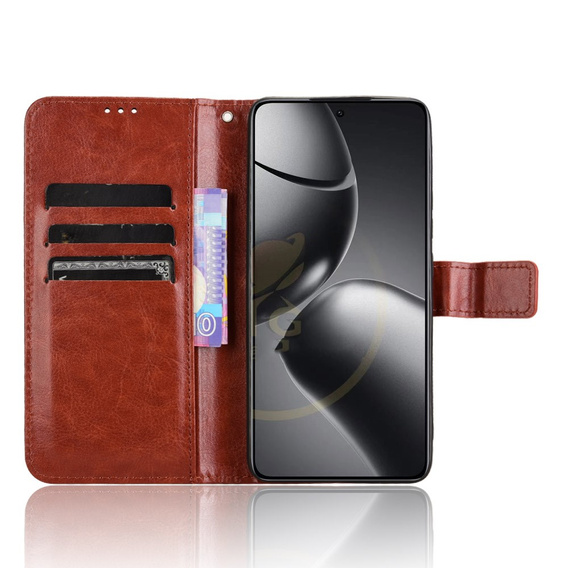 Pattintható tok a Xiaomi 14T Pro, Crazy Horse Wallet, barna