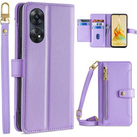 Pattintható tok a Oppo Reno8 T 4G, Wallet Zipper Pocket, lila