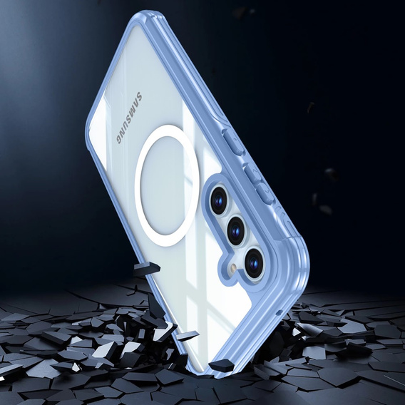 Tok Samsung Galaxy A55 5G-hoz, Shockproof, üveggel, MagSafe-hoz, kék