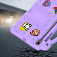 Gyermek tok Samsung Galaxy Tab S7/S8/S9, Cute Patterns, állvánnyal, lila