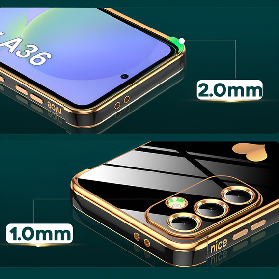 Tok Samsung Galaxy A36, Electro heart, fekete + üveg 9H