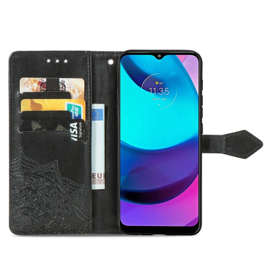 Pattintható tok a Motorola Moto E20/E30/E40, Mandala, fekete