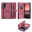 CASEME tok Samsung Galaxy A56 5G, Retro Leather Wallet, szíjjal, piros