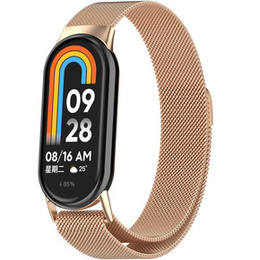 Milánói karkötő szíj tokkal a Xiaomi Smart Band 10 / 9 / 8, rózsaarany