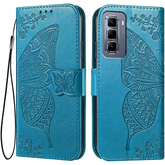 Pattintható tok a Infinix Hot 50 Pro 4G, Butterfly, kék