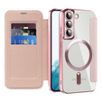 Pattintható tok a Samsung Galaxy S22 5G, RFID Wallet MagSafe CamShield, rózsaszín