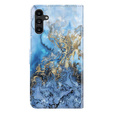 Pattintható tok a Samsung Galaxy A14 4G/5G, Wallet Marble, kék
