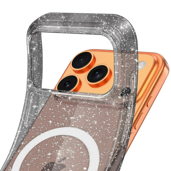 Tok iPhone 17 Pro készülékhez, MagSafe, csillogó - áttetsző fekete