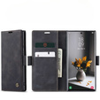 CASEME tok Samsung Galaxy S22 Ultra, Leather Wallet Case, fekete