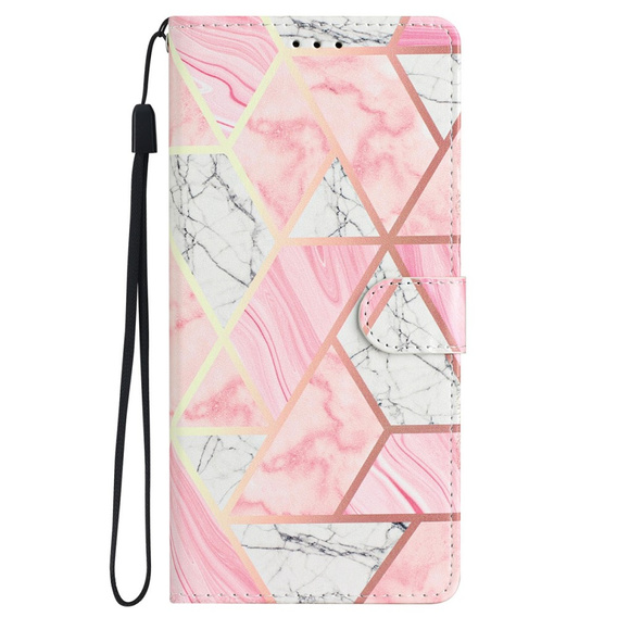 Pattintható tok a Samsung Galaxy A25 5G, Wallet Marble, rózsaszín + 9H üveg