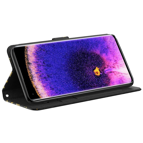 Pattintható tok a Oppo A17, Wallet, Butterflies arany