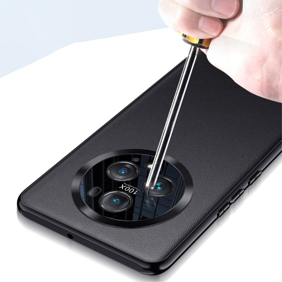 Bőr tok Honor Magic 5 Pro, leather hybrid, fekete