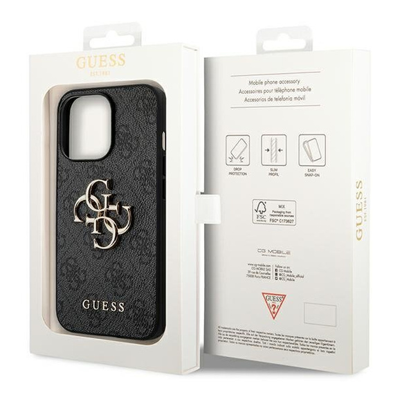 GUESS Telefontok a iPhone 14 Pro, 4G Big Metal Logo, szürke
