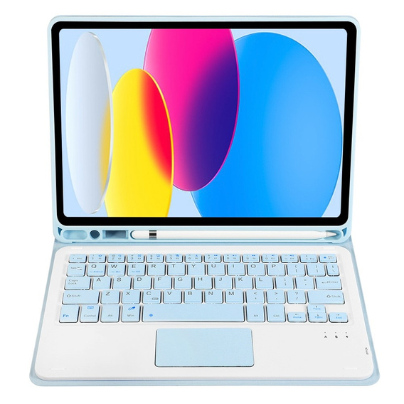 Tok + billentyűzet iPad 10.9 2022 10 Gen, TouchPad Pen Slot, kék