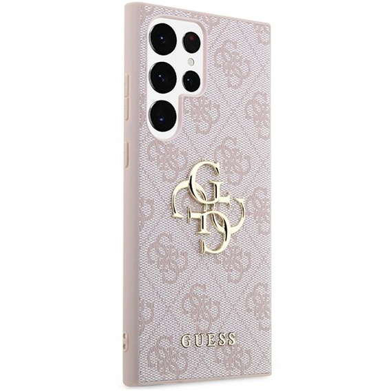 GUESS 4G Nagy fém logós tok Samsung Galaxy S24 Ultra készülékhez, rózsaszín