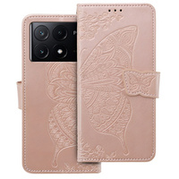 Pattintható tok a Xiaomi Poco F6 Pro, Butterfly, rózsaszín rose gold