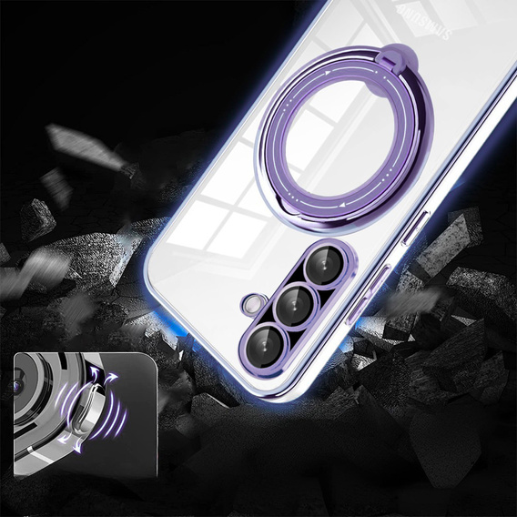 Mágneses tok Samsung Galaxy A56-hoz, MagSafe, lila + üveg 9H