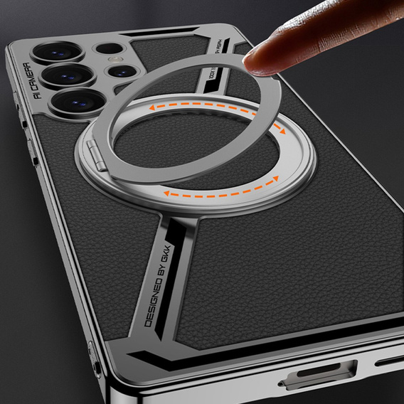 tok Samsung Galaxy S25 Ultra, GKK Kickstand gyűrű, MagSafe-hoz, fekete