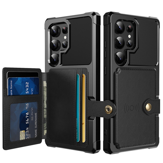 Tok Samsung Galaxy S25 Ultra, Card Holder Kickstand, fekete