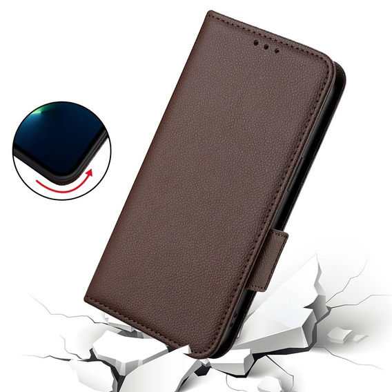 Pattintható tok a Xiaomi Redmi Note 12 5G / POCO X5 5G, Wallet Litchi Magnet, barna