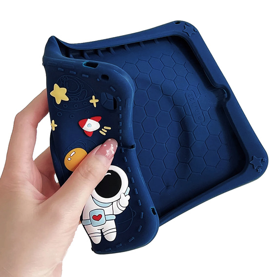 Gyermek szilikon tok Samsung Galaxy Tab A8 10.5 20212 X200 / X205, páncélozott, pánttal, Astronaut, sötétkék