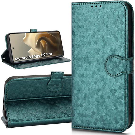 Flap tok Motorola Edge 60 Pro, Wallet Rhombus, zöld