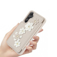 Tok Samsung Galaxy S23 FE, Leather Flower Card Slot, bézs színű