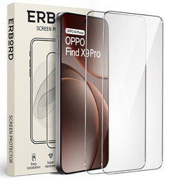 2x ERBORD 9H kemény üveg edzett üveg Oppo Find X9 Pro készülékhez