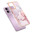 Védő tok Motorola Moto G24 / G24 Power / G04, Marble Slim Case, rózsaszín