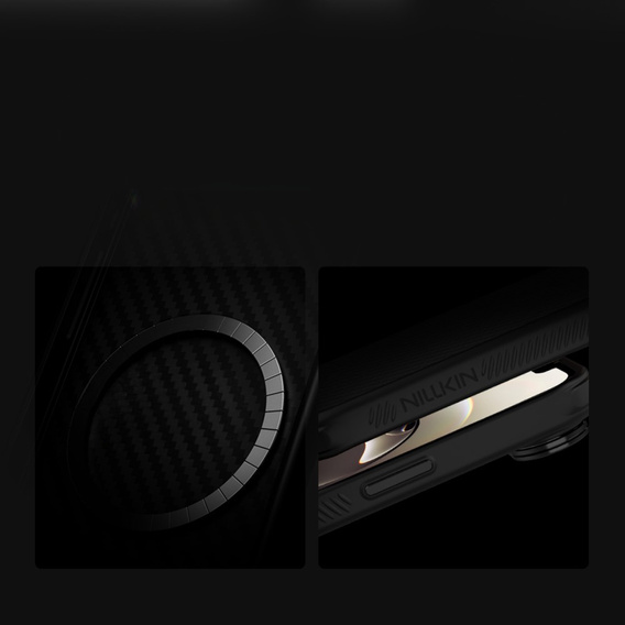 Tok iPhone 16e, páncélozott Nillkin, Carboprof Case, Magsafe, fekete