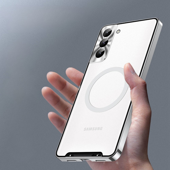 Kameravédő tok Samsung Galaxy S21 FE 5G, CamShield MagSafe, átlátszó / ezüst
