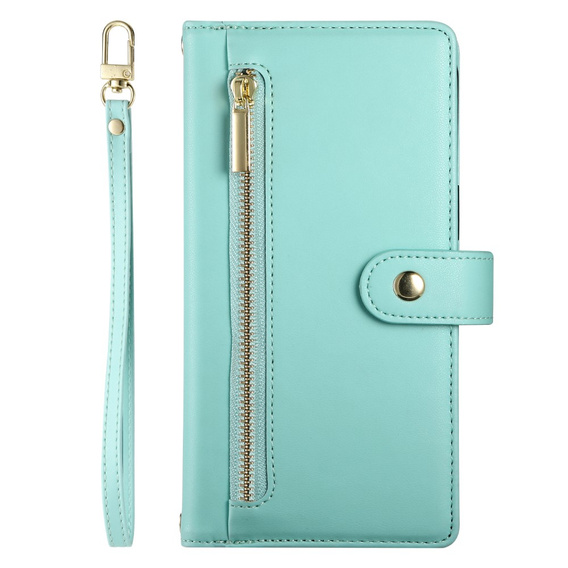 Pattintható tok a Honor Magic 7 Lite, Wallet Zipper Pocket, menta